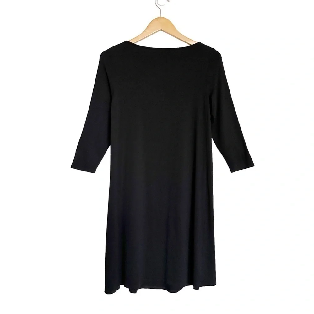 J. Jill Wearever Collection Essential 3/4 Sleeve T-Shirt Dress in Black XS